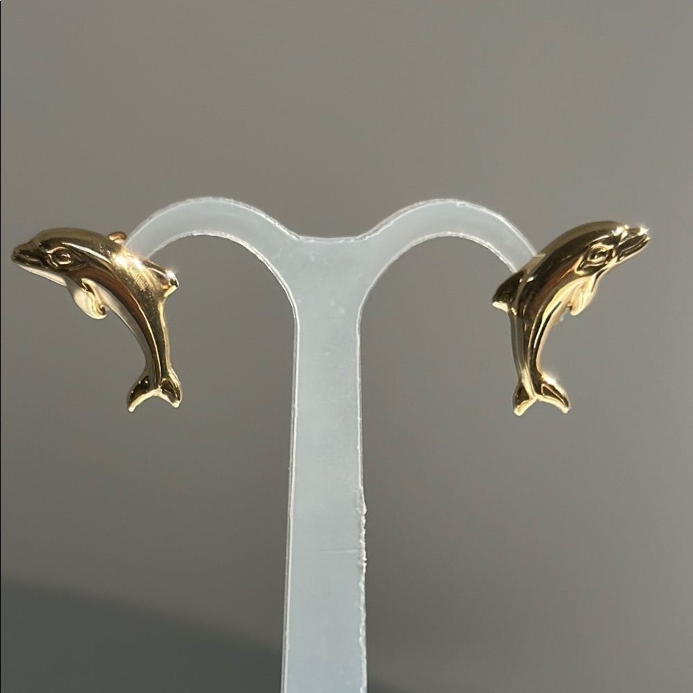 14k real solid Gold Dolphin Earrings​